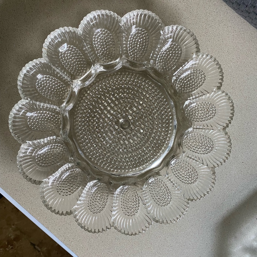 Depression? Glass egg plate.